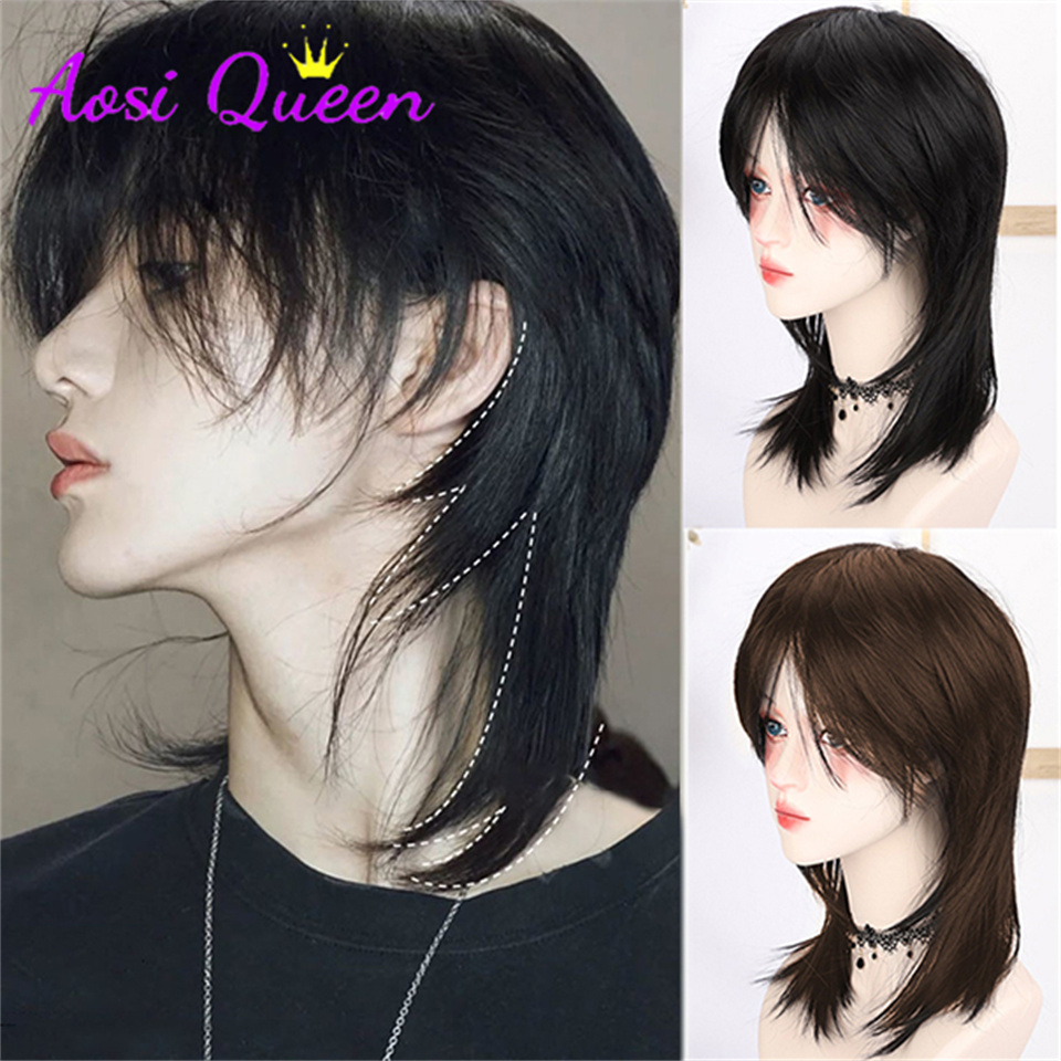 AS 여성용 짧은 머리 검정색 울프테일 컬러 매칭 멋진 - Wig Fiber Net 리뷰 및 가격