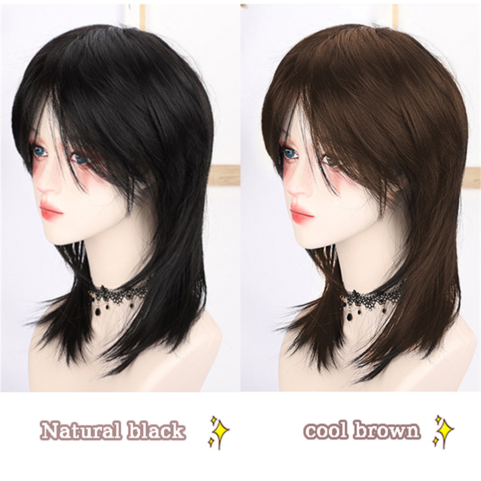 AS 여성용 짧은 머리 검정색 울프테일 컬러 매칭 멋진 - Wig Fiber Net 리뷰 및 가격