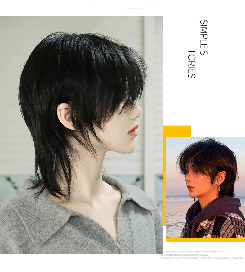 AS 여성용 짧은 머리 검정색 울프테일 컬러 매칭 멋진 - Wig Fiber Net 리뷰 및 가격