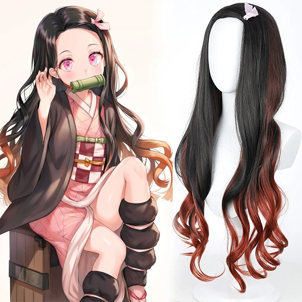 블랙 다크 레드 그라데이션 컬러 곱슬머리 긴머리 네즈코 - Wig Fiber Net 리뷰 및 가격
